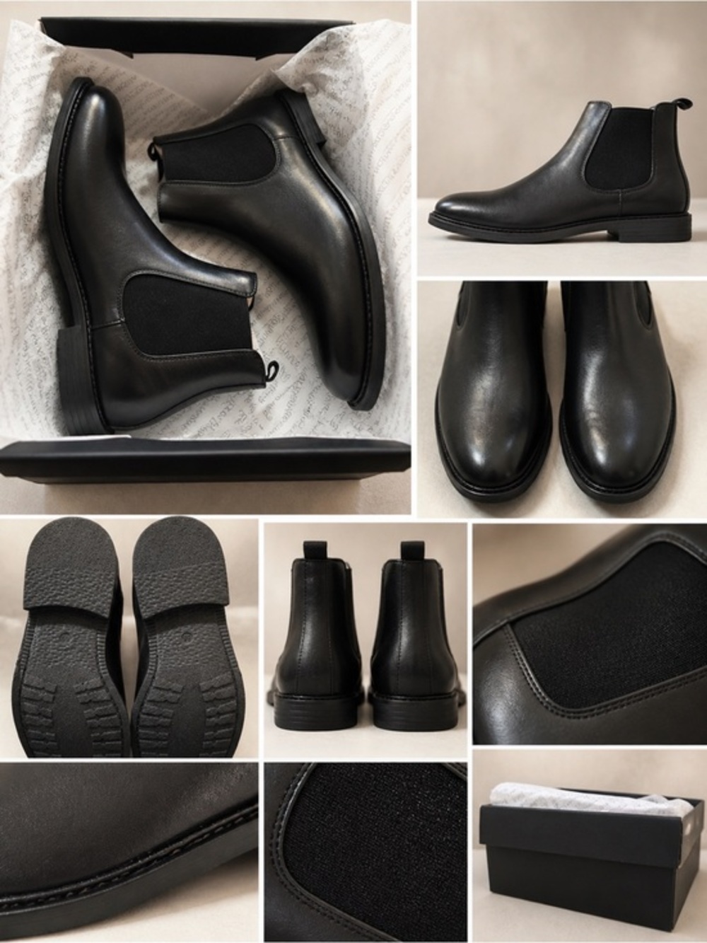 Nick Graham Nigel Chelsea Boots Black Leather Mens 8.5 Pull On Dress Casual NIB